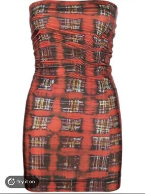 KNWLS Printed Jersey Tube Mini Dress Plaid Ginger and Pants